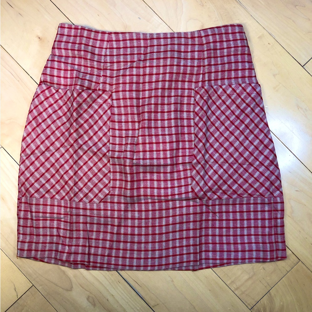 Mng linen tencel mini skirt Sz small side zip closure + front pockets +